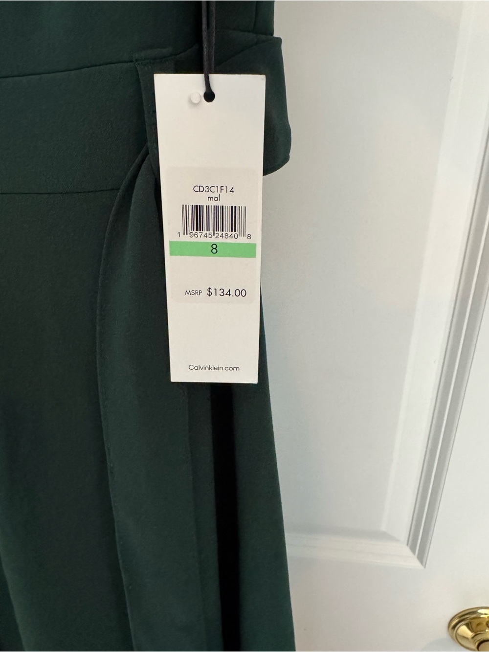 Calvin Klein Malachite Green Belted Midi Dress – Size 8 | NWT - Picture 2 of 6